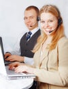 Closeup of successful customer service people