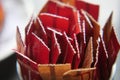 closeup of sugar packets in a container Royalty Free Stock Photo