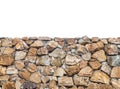 Closeup surface brick pattern at old brown stone brick wall textured at the fence isolated on white background