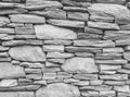 Closeup surface brick pattern at old stone brick wall textured background in black and white tone Royalty Free Stock Photo