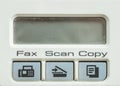 Closeup surface function of old photocopier and fax machine in the office textured background with blank space at screen Royalty Free Stock Photo