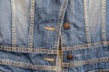 Closeup surface old jean jacket textured background Royalty Free Stock Photo