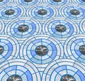 Closeup surface tile circle pattern by mix of color marble stone floor texture background