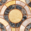 Closeup surface tile circle pattern by mix of color marble stone floor texture background