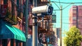 Closeup of a Surveillance Camera without brand inside a City Street for surveillance concept - AI generated