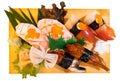 Closeup sushi In wood plate . Japanese style Food Royalty Free Stock Photo