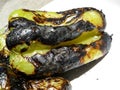 Closeup sweet Green pepper with burnt bark