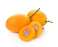 Closeup sweet Marian plum thai fruit isolated on white background. Royalty Free Stock Photo