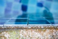 Closeup swimming pool damage by acid water eating out grouting Royalty Free Stock Photo