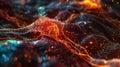 A closeup of a synapse with its characteristic gap between two neighboring neurons