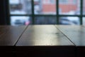 Closeup table in a cafe empty space