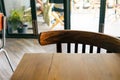 Closeup table and chairs in cafe