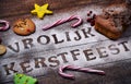 Text vrolijk kerstfeest, merry christmas in dutch Royalty Free Stock Photo