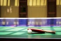 Closeup tabletennis equipment on table Royalty Free Stock Photo