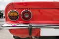Closeup of the tail lights of car