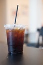 take away plastic cup of iced black coffee Americano Royalty Free Stock Photo