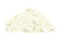 Closeup of tapioca starch or powder flour on a white background. Powder starch on a white background. Pile potato starch