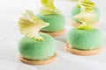 Closeup tasty cake with green apple and pear Royalty Free Stock Photo