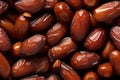 Closeup of tasty sweet dried dates, top view, seamless pattern. Generative Ai