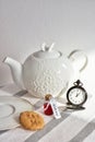 Closeup tea party themed table setting Royalty Free Stock Photo