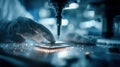 A closeup of a technicians hands handling a neuromorphic chip emphasizing precision in placement within a robotic Royalty Free Stock Photo