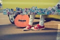 Closeup of teen sneakers. Royalty Free Stock Photo