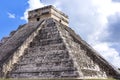 Closeup of Temple of Kukulkan Pyramid El Castillo Maya Pyramid in Chichen I