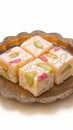 Closeup tempting Dryfruit Barfi, a festive treat for celebrations. Royalty Free Stock Photo