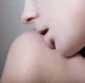 Closeup Tempting Woman's Face with Opened Mouth. Craving. Desire Royalty Free Stock Photo