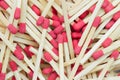 Closeup texture background of many the match stick is stacked in bright light. Royalty Free Stock Photo