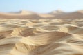 A closeup of the texture and pattern in sand ripples, with a beige color tone. the background is a vast expanse of light brow