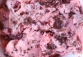Closeup the texture of tasty creamy strawberry chocolate chunk ice cream