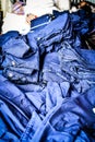 Closeup thai clothing,mauhom,blue fabric,native cloth Royalty Free Stock Photo