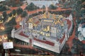 Closeup of Thai mural paintings inside Grand Palace, Bangkok