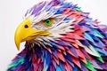 Closeup of thick paper cut of eagle in AI generative isolated on the white background. Generative AI illustration.