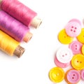 Closeup of thread and buttons Royalty Free Stock Photo