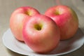 Closeup of three apples - fuji