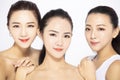 Closeup of three asian beauty face