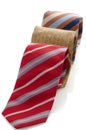 Closeup of three ties