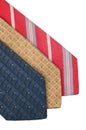 Closeup of three ties