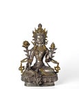 Tibet Guan Yin Buddha Statue Isolated on White Background, Clipping Path Royalty Free Stock Photo