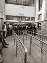 Closeup of Ticket Counter and people queue in a Kengeri Railway Station