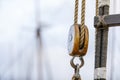 Closeup of tightropes and shekels of a yacht Royalty Free Stock Photo