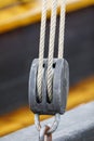 Closeup of tightropes and shekels of a yacht Royalty Free Stock Photo