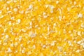 Closeup of tinned whole kernel corn,