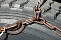 Closeup of Tire Chain Royalty Free Stock Photo