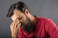 Closeup of a tired young man