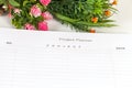 Closeup to agenda on project planner Royalty Free Stock Photo