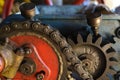 Chain and sprocket of a machine Royalty Free Stock Photo
