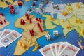 Closeup to a classic risk strategy board game in spanish